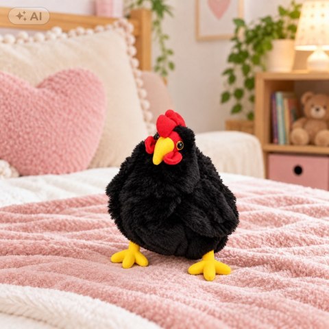 Pluszowa Kura Maskotka Przytulanka Miękka Puszysta Czarna 20 cm