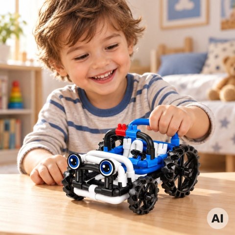 WOOPIE Twist Art Klocki Słomki Konstrukcyjne 3D Auto Niebieskie 49 el.