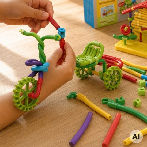 WOOPIE Twist Art Klocki Słomki Konstrukcyjne 3D Zestaw Kreatywny 150 el.