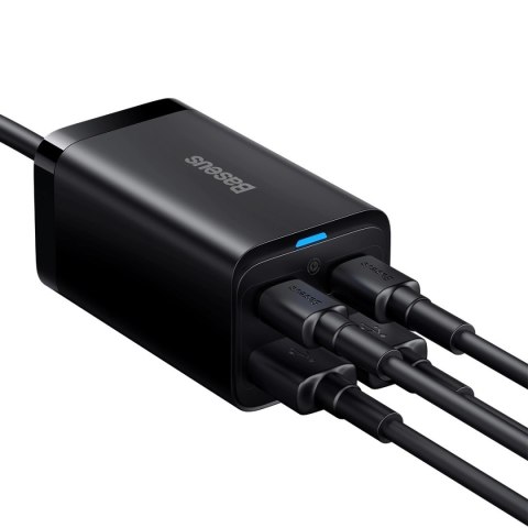 Baseus GaN3 Pro szybka ładowarka sieciowa GaN 2 x USB Typ C / 2 x USB 65W PD, QC4.0+, AFC, PPS + kabel USB Typ C - USB Typ C 1m
