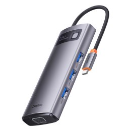 Baseus Metal Gleam Series stacja dokująca HUB 7 w 1 USB Typ C - 1 x HDMI / 1 x VGA / 3 x USB 3.2 Gen. 1 / 1 x Power Delivery / 1
