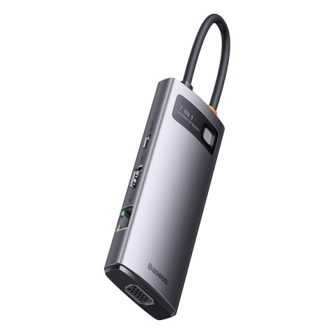 Baseus Metal Gleam Series stacja dokująca HUB 7 w 1 USB Typ C - 1 x HDMI / 1 x VGA / 3 x USB 3.2 Gen. 1 / 1 x Power Delivery / 1