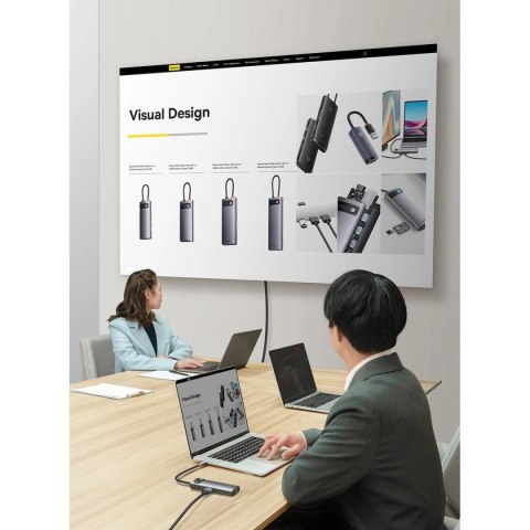 Baseus Metal Gleam Series stacja dokująca HUB 7 w 1 USB Typ C - 1 x HDMI / 1 x VGA / 3 x USB 3.2 Gen. 1 / 1 x Power Delivery / 1