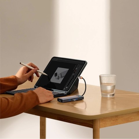 Baseus Metal Gleam Series stacja dokująca HUB 7 w 1 USB Typ C - 1 x HDMI / 1 x VGA / 3 x USB 3.2 Gen. 1 / 1 x Power Delivery / 1