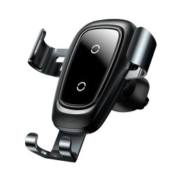 Baseus Metal Gravity Wireless Charger metalowy uchwyt samochodowy na kratkę wentylacyjną bezprzewodowa ładowarka Qi czarny (WXYL