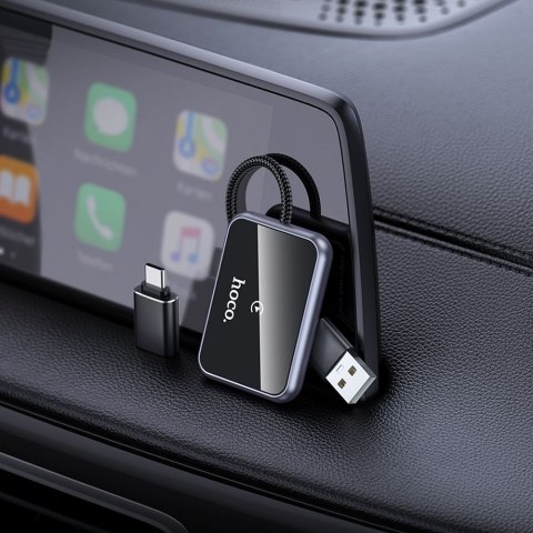 Bezprzewodowy adapter USB A / USB C CarPlay Hoco HU1 czarny