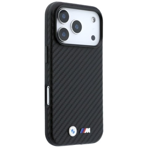 BMW futerał do IPHONE 18 Pro Max/17 Pro Max kompatybilny z MagSafe (Carbon Metal Logo) czarny