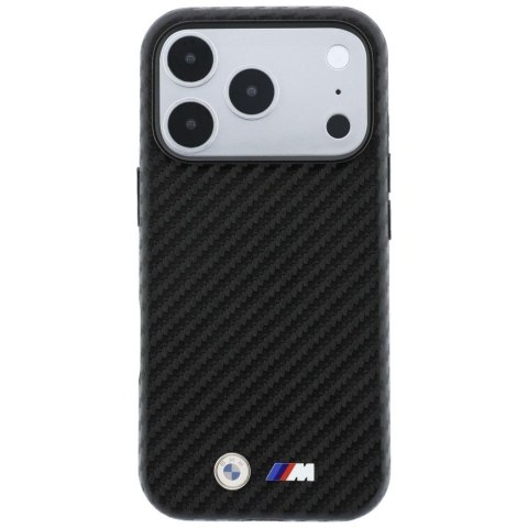 BMW futerał do IPHONE 18 Pro Max/17 Pro Max kompatybilny z MagSafe (Carbon Metal Logo) czarny