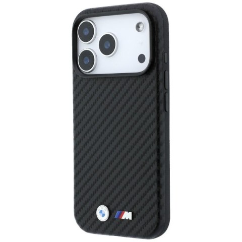 BMW futerał do IPHONE 18 Pro Max/17 Pro Max kompatybilny z MagSafe (Carbon Metal Logo) czarny