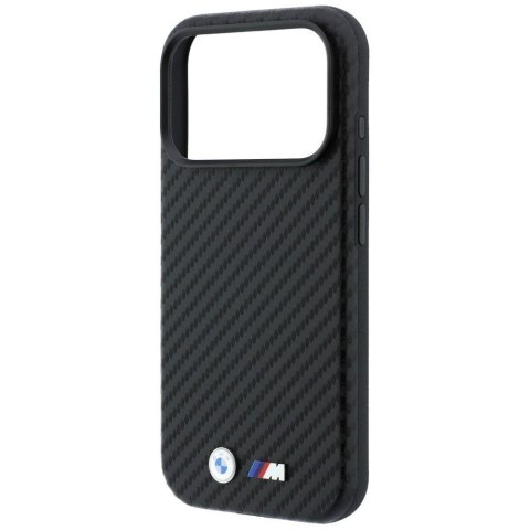 BMW futerał do IPHONE 18 Pro Max/17 Pro Max kompatybilny z MagSafe (Carbon Metal Logo) czarny