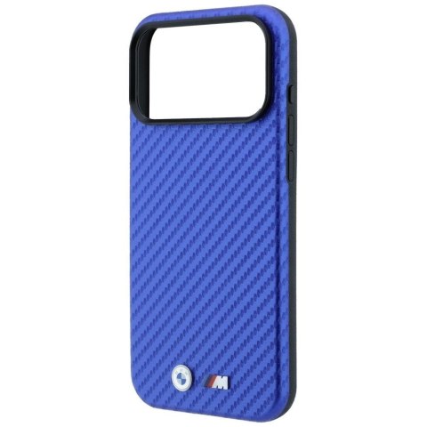 BMW futerał do IPHONE 18 Pro Max/17 Pro Max kompatybilny z MagSafe (Carbon Metal Logo) niebieski