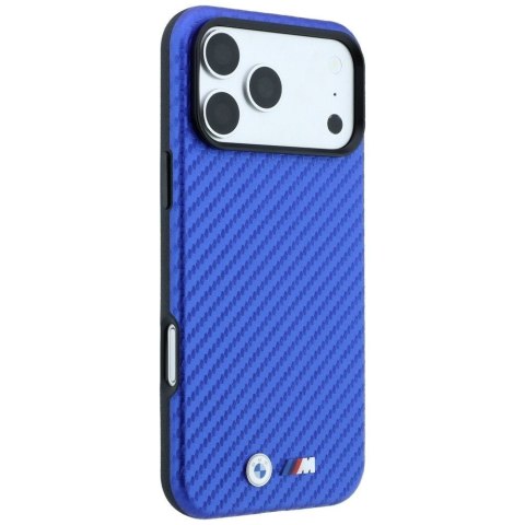 BMW futerał do IPHONE 18 Pro Max/17 Pro Max kompatybilny z MagSafe (Carbon Metal Logo) niebieski