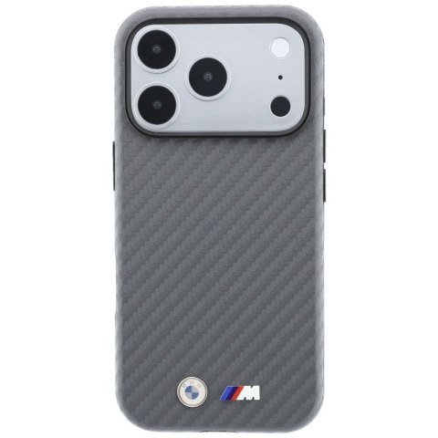 BMW futerał do IPHONE 18 Pro Max/17 Pro Max kompatybilny z MagSafe (Carbon Metal Logo) szary