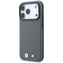 BMW futerał do IPHONE 18 Pro Max/17 Pro Max kompatybilny z MagSafe (Carbon Metal Logo) szary