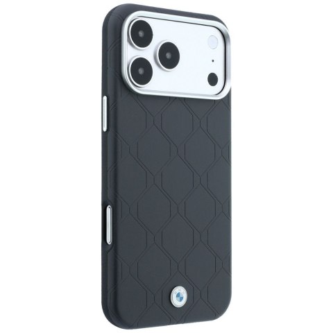 BMW futerał do IPHONE 18 Pro Max/17 Pro Max kompatybilny z MagSafe (Sign Deboss Quilted Metal Logo) antracytowy