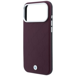 BMW futerał do IPHONE 18 Pro Max/17 Pro Max kompatybilny z MagSafe (Sign Deboss Quilted Metal Logo) burgundowy