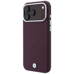 BMW futerał do IPHONE 18 Pro Max/17 Pro Max kompatybilny z MagSafe (Sign Deboss Quilted Metal Logo) burgundowy