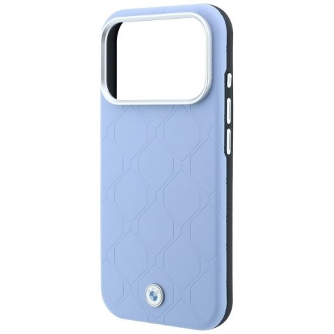 BMW futerał do IPHONE 18 Pro Max/17 Pro Max kompatybilny z MagSafe (Sign Deboss Quilted Metal Logo) niebieski