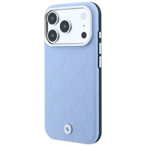BMW futerał do IPHONE 18 Pro Max/17 Pro Max kompatybilny z MagSafe (Sign Deboss Quilted Metal Logo) niebieski