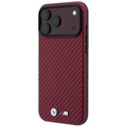 BMW futerał do IPHONE 18 Pro/17 Pro kompatybilny z MagSafe (Carbon Metal Logo) burgundowy