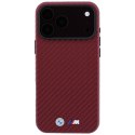BMW futerał do IPHONE 18 Pro/17 Pro kompatybilny z MagSafe (Carbon Metal Logo) burgundowy