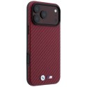 BMW futerał do IPHONE 18 Pro/17 Pro kompatybilny z MagSafe (Carbon Metal Logo) burgundowy
