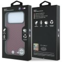 BMW futerał do IPHONE 18 Pro/17 Pro kompatybilny z MagSafe (Carbon Metal Logo) burgundowy