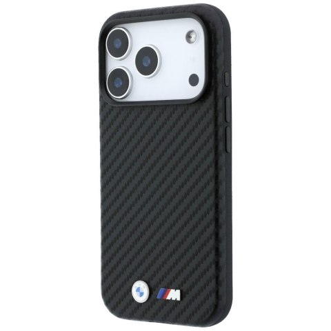 BMW futerał do IPHONE 18 Pro/17 Pro kompatybilny z MagSafe (Carbon Metal Logo) czarny