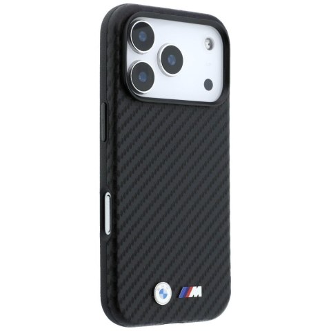 BMW futerał do IPHONE 18 Pro/17 Pro kompatybilny z MagSafe (Carbon Metal Logo) czarny