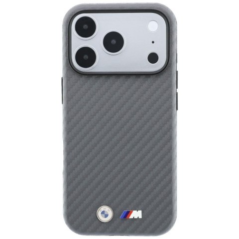 BMW futerał do IPHONE 18 Pro/17 Pro kompatybilny z MagSafe (Carbon Metal Logo) szary