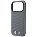 BMW futerał do IPHONE 18 Pro/17 Pro kompatybilny z MagSafe (Carbon Metal Logo) szary