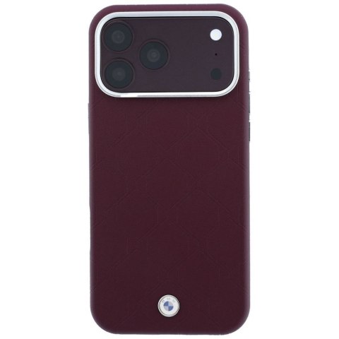 BMW futerał do IPHONE 18 Pro/17 Pro kompatybilny z MagSafe (Sign Deboss Quilted Metal Logo) burgundowy