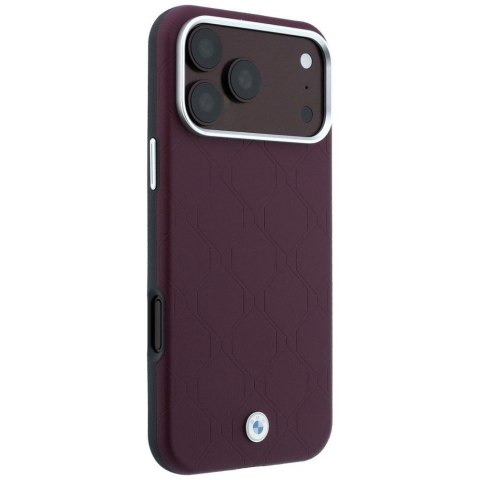 BMW futerał do IPHONE 18 Pro/17 Pro kompatybilny z MagSafe (Sign Deboss Quilted Metal Logo) burgundowy