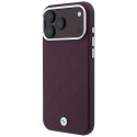 BMW futerał do IPHONE 18 Pro/17 Pro kompatybilny z MagSafe (Sign Deboss Quilted Metal Logo) burgundowy