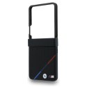 BMW futerał do SAMSUNG GALAXY Z FLIP 8 kompatybilny z MagSafe (Leather Perforated Tricolor Stripe Metal Logos) czarny
