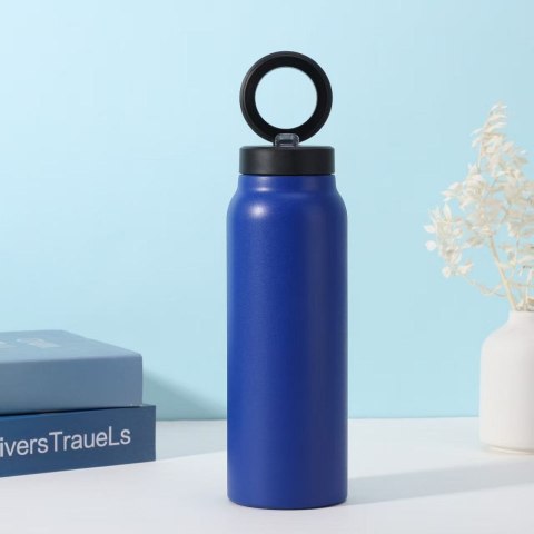 Butelka / bidon na wodę metal z uchwytem kompatybilnym z Magsafe 750ml niebieski