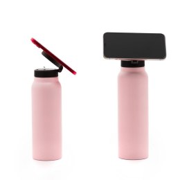 Butelka / bidon na wodę metal z uchwytem kompatybilnym z Magsafe 750ml różowy
