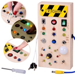 Drewniana TABLICA manipulacyjna Montessori - elektryczne diody LED ZA5944