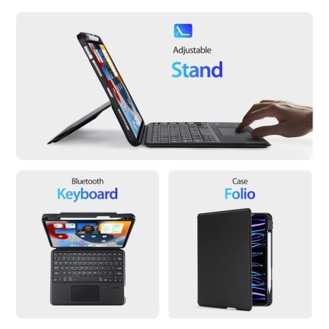 DUX DUCIS etui DK składane z klawiaturą bezprzewodową do iPad 4/5/6/iPad Pro 11 (2018/2020/2021/2022) czarne