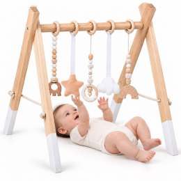 Drewniany Stojak Edukacyjny Baby Gym z 5 zawieszkami dla niemowląt ZA6490
