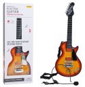 Elektryczna Gitara dla dzieci 3+ czerwone drewno + Słuchawki z mikrofonem + Dźwięki Światła