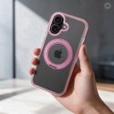 Etui na iPhone 11 Frame Circle Stand zgodne z MagSafe różowe