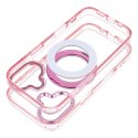 Etui na iPhone 12 Frame Circle Stand zgodne z MagSafe różowe