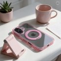 Etui na iPhone 12 Frame Circle Stand zgodne z MagSafe różowe
