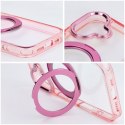 Etui na iPhone 12 Frame Circle Stand zgodne z MagSafe różowe