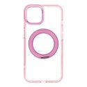 Etui na iPhone 13 Frame Circle Stand zgodne z MagSafe różowe