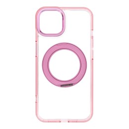 Etui na iPhone 13 Frame Circle Stand zgodne z MagSafe różowe