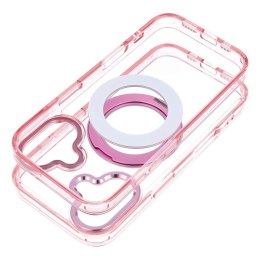 Etui na iPhone 13 Frame Circle Stand zgodne z MagSafe różowe