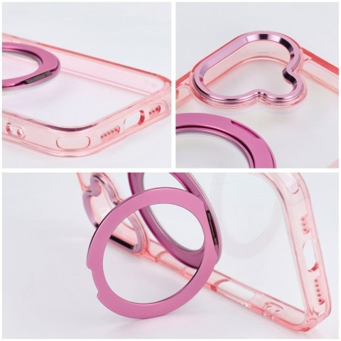 Etui na iPhone 13 Frame Circle Stand zgodne z MagSafe różowe