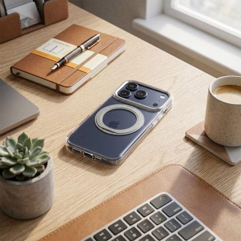 Etui na iPhone 13 Frame Circle Stand zgodne z MagSafe transparentne